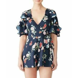 KEEPSAKE the Label For Me Romper Size Medium Floral Navy Blue Playsuit